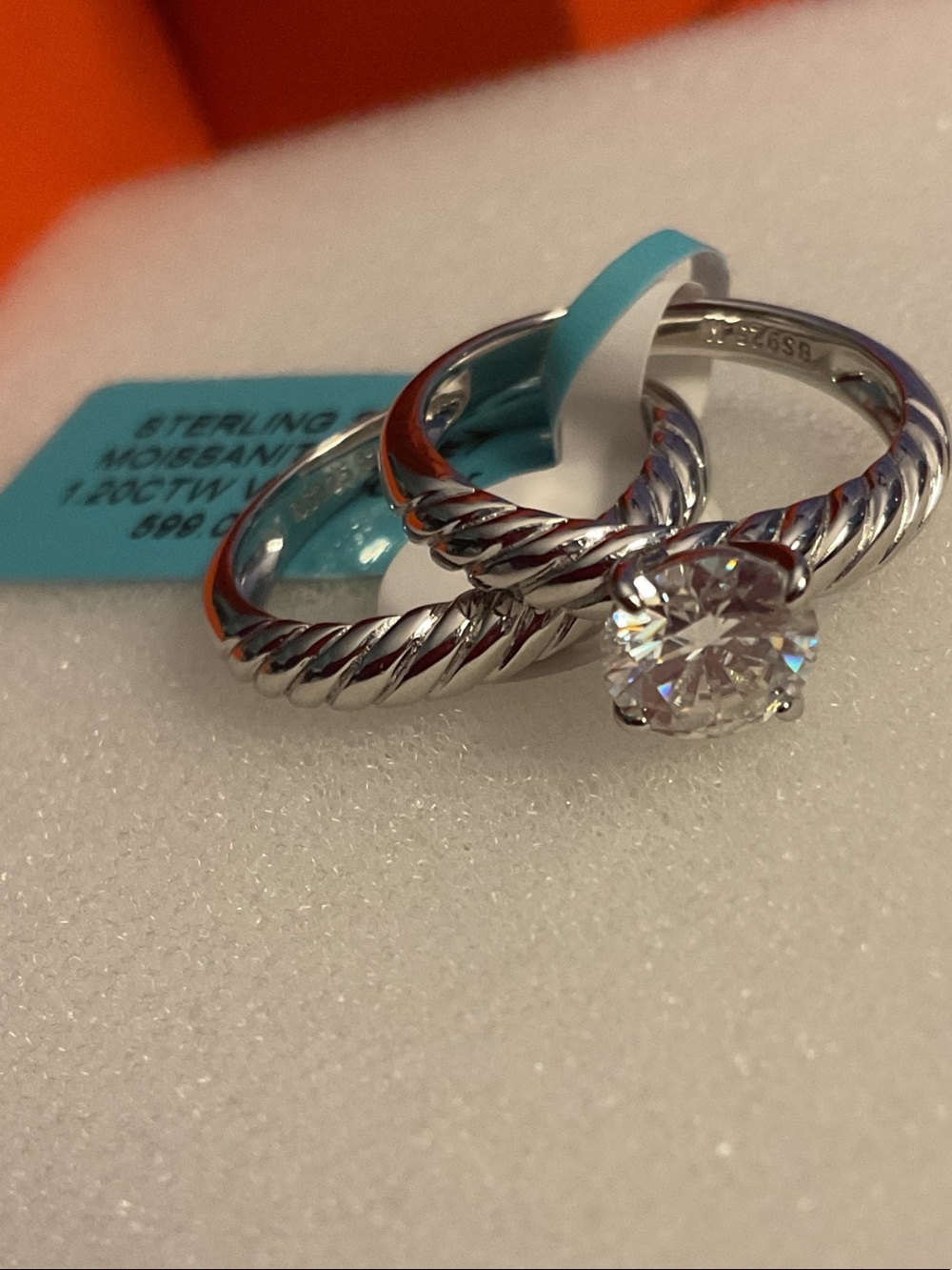 Set of 925 Sterling Silver Ring Moissanite